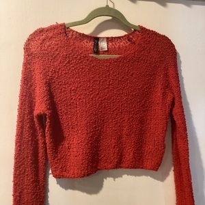 Red orange crop sweater